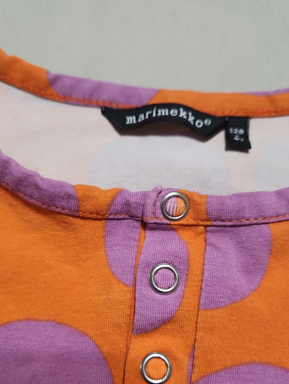 Marimekko Touko Pallo ( Polka Dot) Orange / Purple Long Sleeves Kids Top - Picture 5 of 6